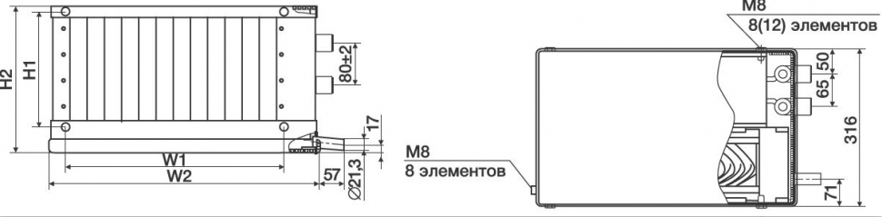 Водяной охладитель Shuft WHR-W 1000х500/3