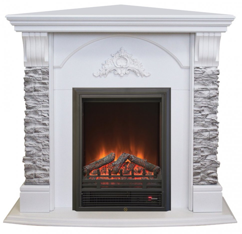 Каминокомплект RealFlame Athena Corner GR STD/EUG/25/25'5 WT с очагом Eugene