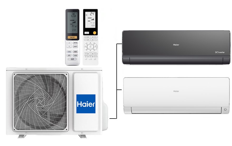 Мульти сплит-система на 2 комнаты 35+50 м2 Haier Lightera AS12NS6ERA-B+Flexis SM AS50S2SF2FA-W/2U50S2SM1FA-3 c Wi-Fi модулем ESP32