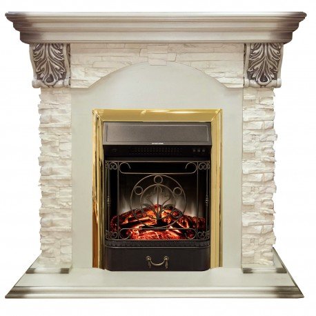 Каминокомплект RealFlame Dublin LUX STD/EUG WT с очагом Majestic s Lux Black/Brass