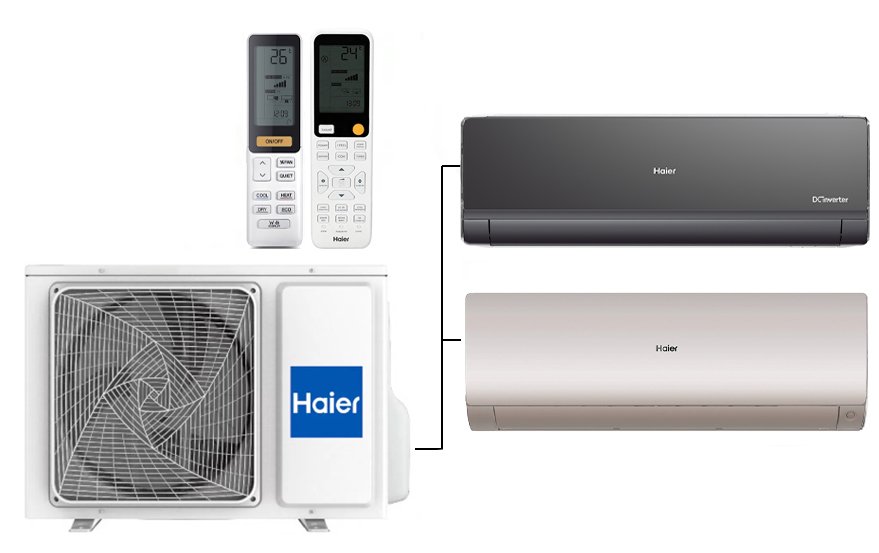 Мульти сплит-система на 2 комнаты 35+50 м2 Haier Lightera AS12NS6ERA-B+Flexis SM AS50S2SF3FA-G/2U50S2SM1FA-3 c Wi-Fi модулем ESP32