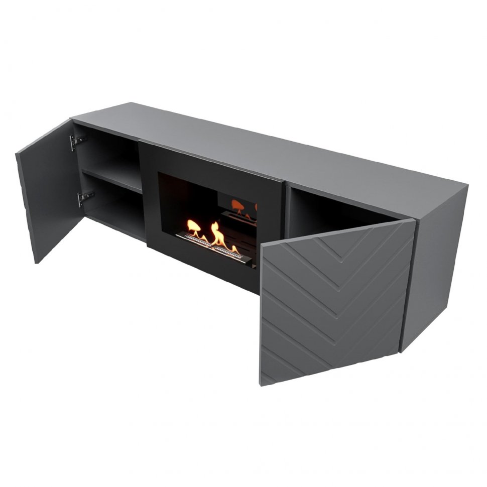 Тумба с биокамином Firelight BFP/P-1400V графит+набор керамических дров береза