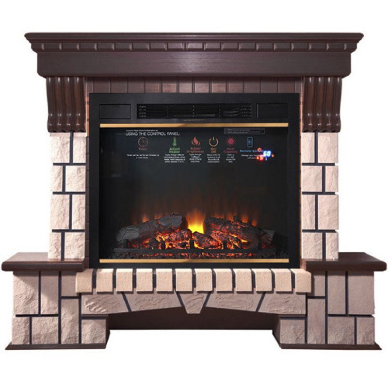 Каминокомплект Interflame Экстер темный дуб с очагом Sirius 30 LED FX Brass