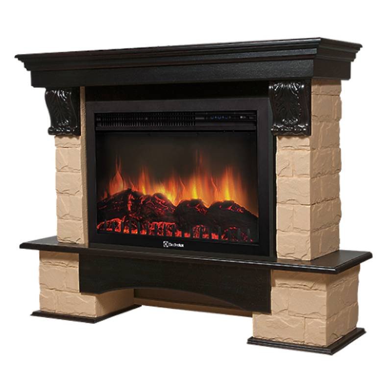 Каминокомплект Firelight Forte 30S с очагом Electrolux EFP/P-3020LS камень бежевый/шпон темный дуб